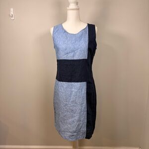 Vintage 90s Y2K Italian Linen Shift Dress M Coastal Minimalist Artsy